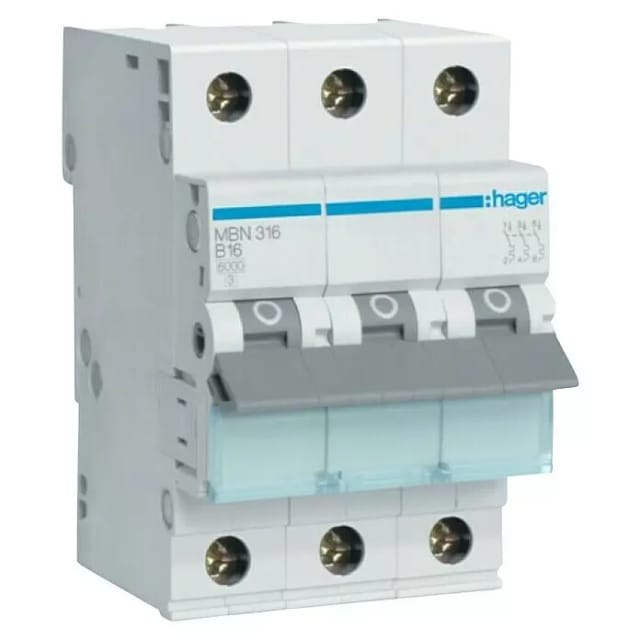 Leitungsschutzschalter dreipolig B-Charakteristik 16 Ampere 3 Module, Sicherung