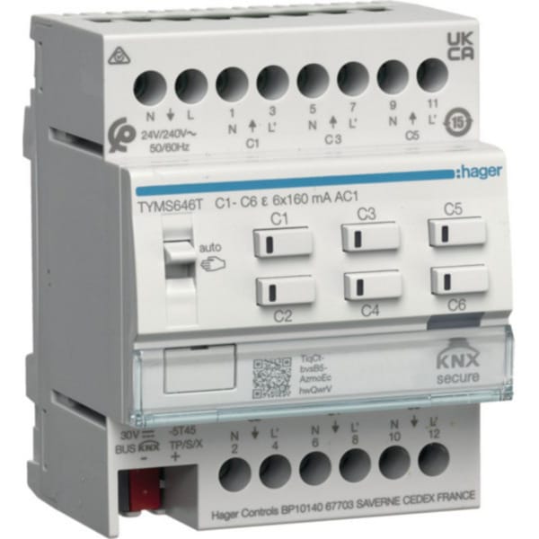 Heizungsaktor sechsfach KNX Secure 24 Volt bis 230 Volt