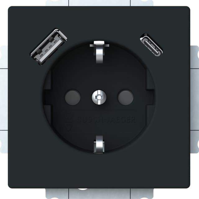 Schutzkontaktsteckdose mit USB-A und USB-C Anschluss