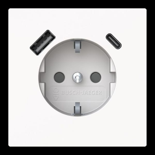 Schutzkontaktsteckdose mit USB Typ A und USB Typ C Anschluss