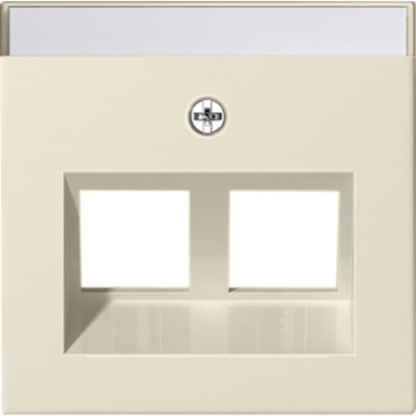 Abdeckung Modular Jack mit 30 Grad Schrägauslass und Beschriftungsfeld, Zentralplatte