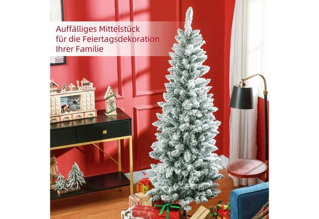 Homcom Künstlicher Weihnachtsbaum 180 Cm Tannenbaum Künstlich Mit Kunstschnee, 479 Spitzen Christbaum Weihnachtsdeko Inkl. Metallständer Für Drinnen