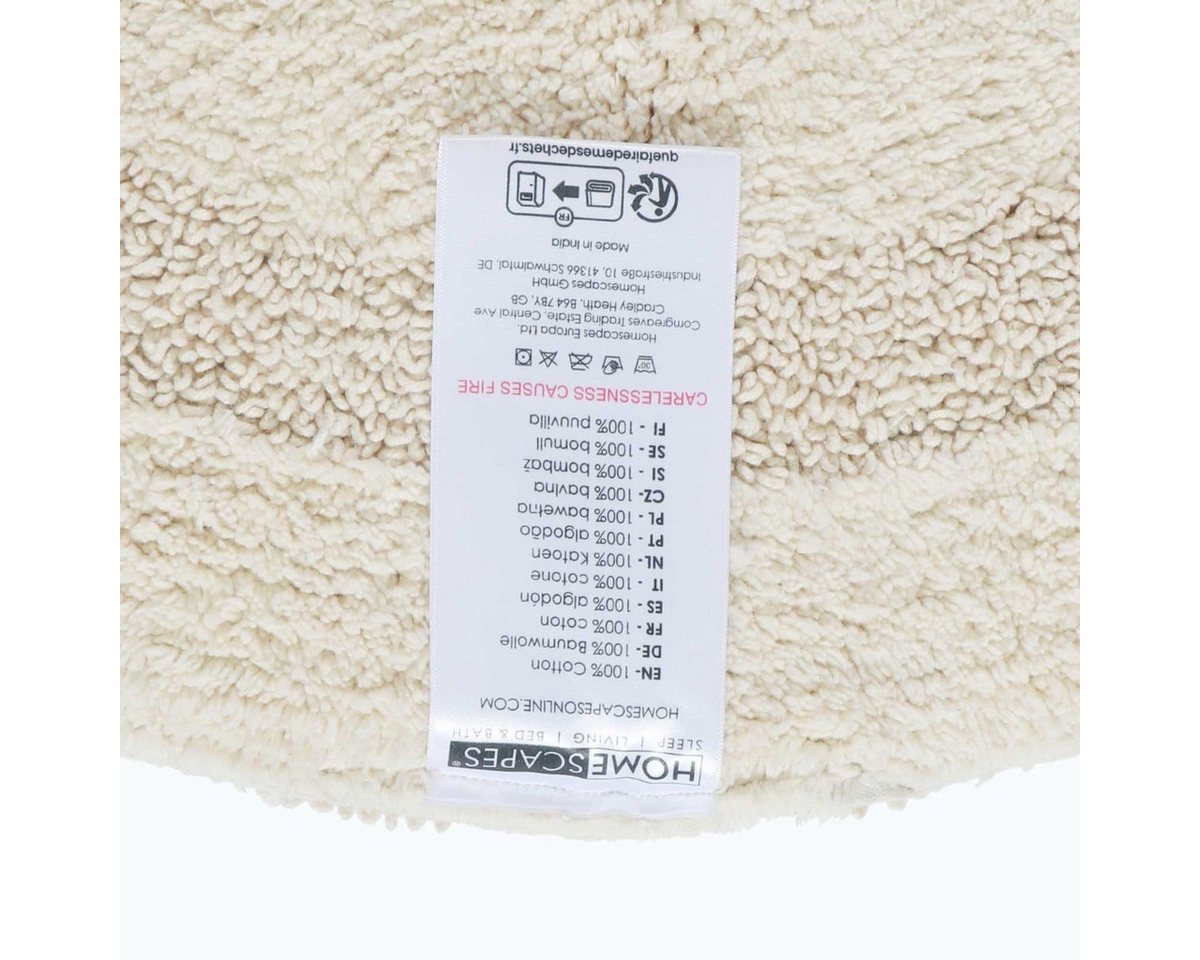 Halbrunde Badematte Creme 50x80 Cm Aus 100% Baumwolle - Homescapes Bild 3