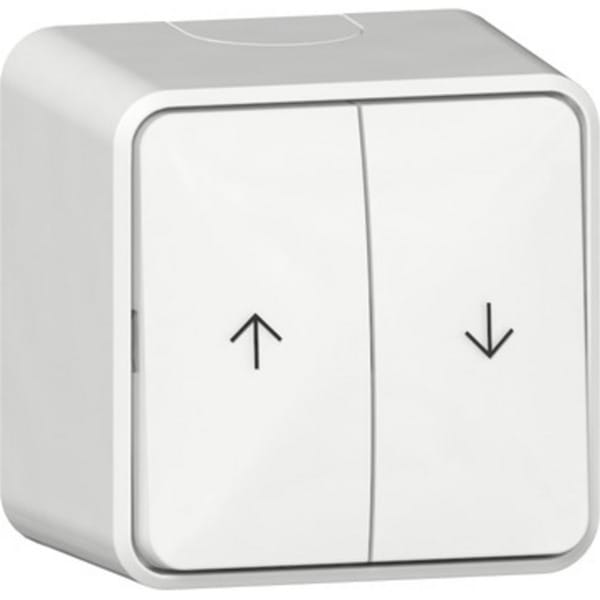Wipp-Jalousieschalter mit Pfeilsymbolen und Montageplatte Aufputz