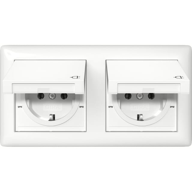 Schutzkontaktsteckdose Typ F 2fach 16 Ampere 250 Volt mit Klappdeckel und Dichtungsset IP44