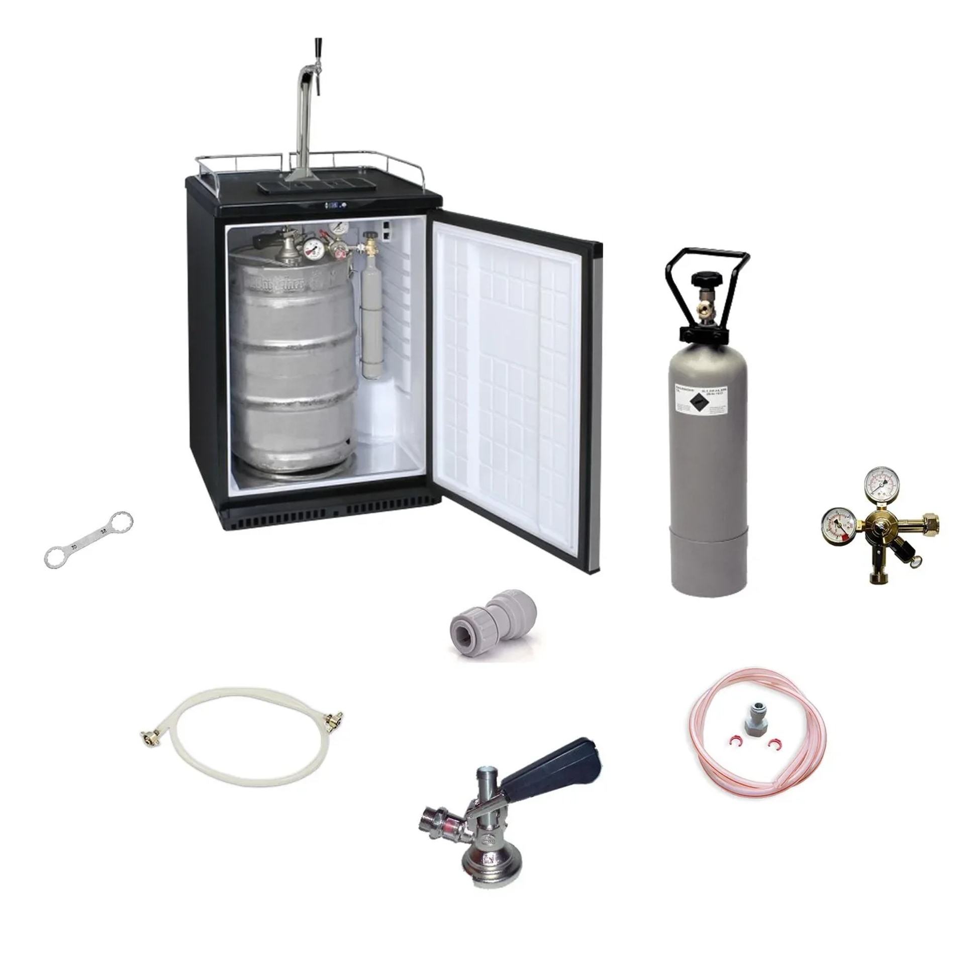 Fassbierkühlschrank Komplett-set 50l Bierzapfanlage Mit Schanksäule & Kompensatorhahn, Zapfkopf: Köpi