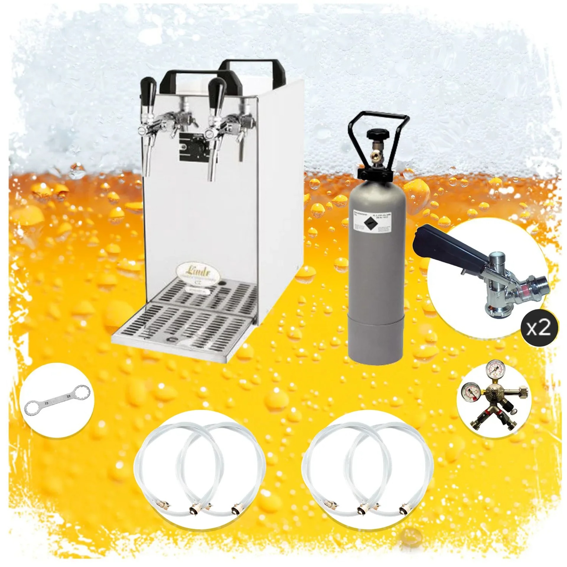 Zapfanlage Komplettset, 2-leitung Bierzapfanlage, Trockenkühler Durchlaufkühler 50l/h