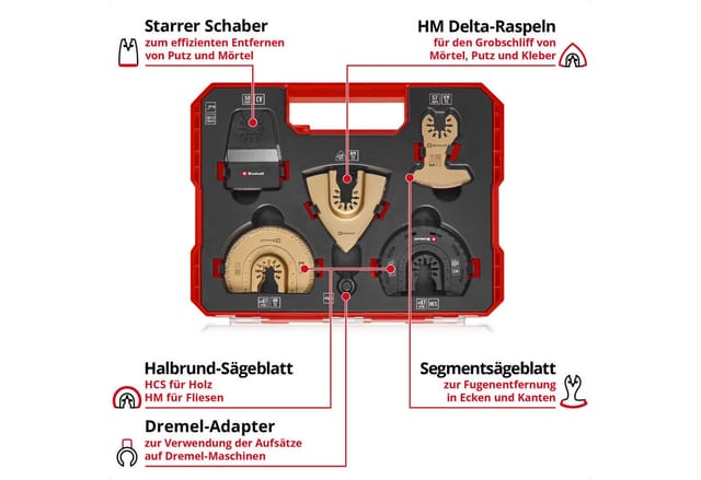 Multitool-Set 10-teilig, in XL-PLUS-CASE, Schleifscheibe