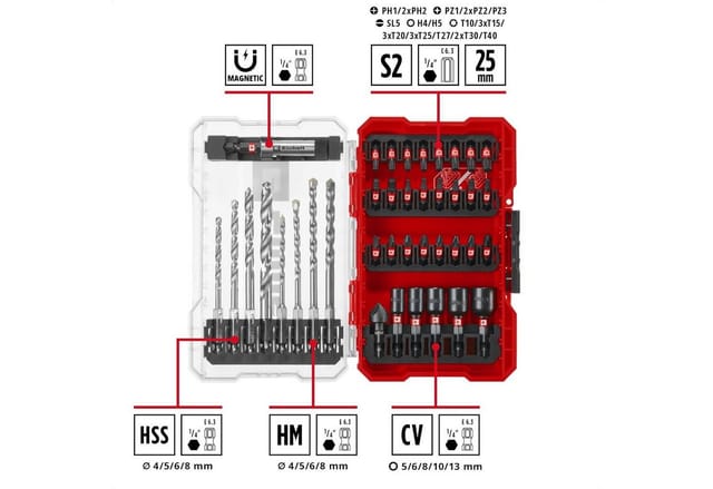 Impact-Bit-Set mit Metall- und Universalbohrern in M-CASE, 39-teilig, Bohrer- & Bit-Satz