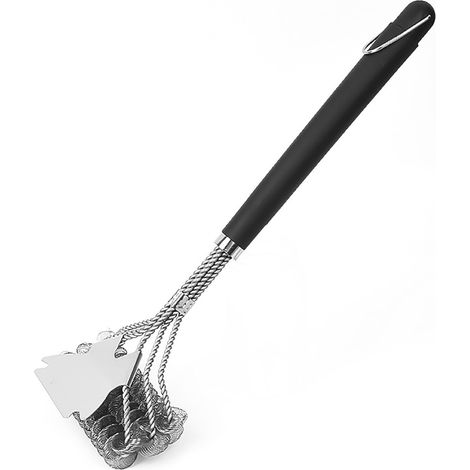 Grillbürste, Edelstahl, 46 Cm, Schwarz/silber