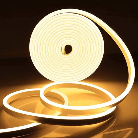Kcvv – 5 M 12 V Warmweißer Led-streifen Ip65 – Flexibel, Wasserdicht, Kürzbar – 600 Leds Für Innen- Und Außenbeleuchtung – Netzteil Nicht Im Lieferumfang Enthalten