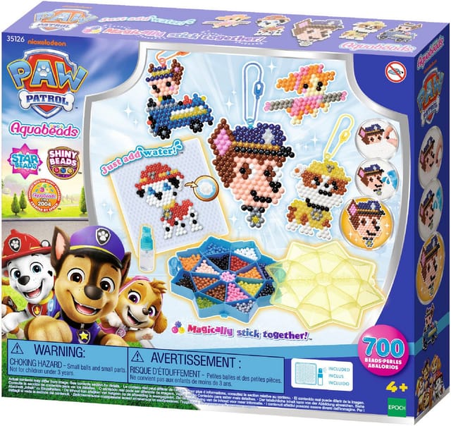 Aquabeads Paw Patrol Mega Bastelset Bastelset mit 700 bunten Perlen und Motivvorlagen, Basteln
