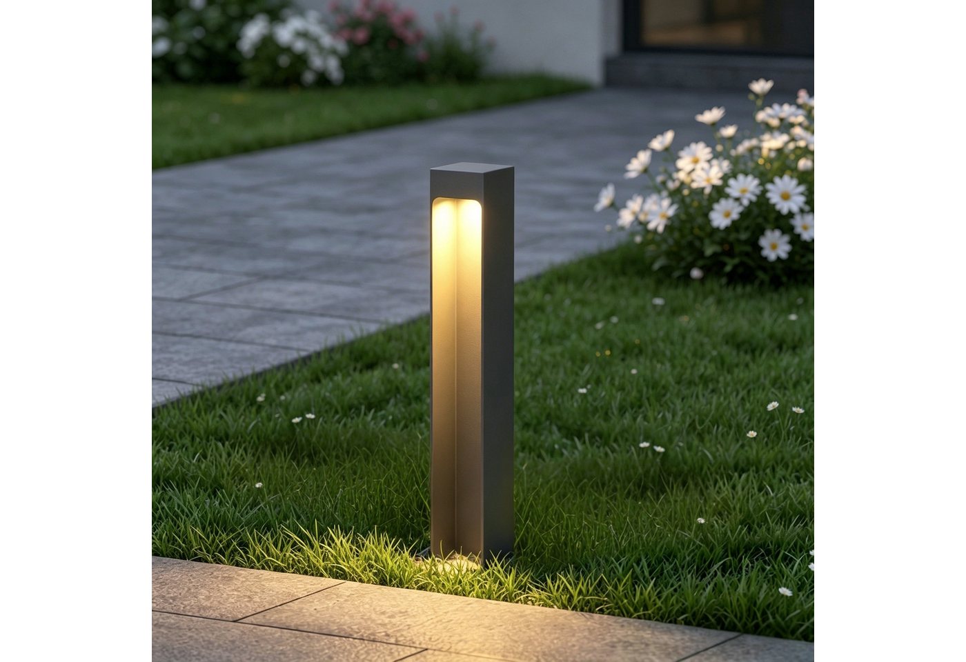 Mai & Mai Stehleuchte Außenleuchte 6x6x40cm Ip65 Wegeleuchte Außen Außenpollerleuchte Für Garten, 3000k Stehlampe Gartenlampe Außenlampe Standleuchte Sandgrau Dunkel 5w Balderslights Bild 5