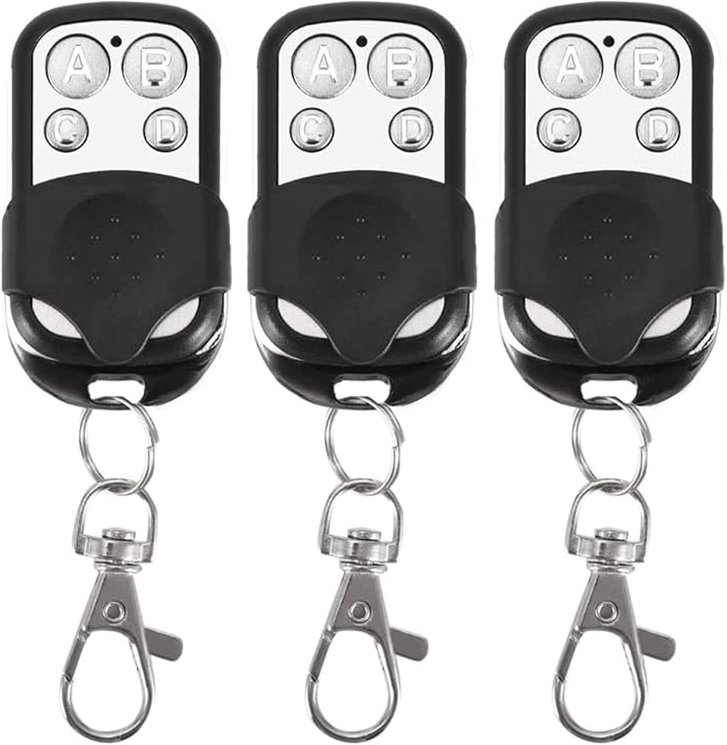 Set Mit 3 Universalfernbedienungen (433,92 Mhz) – Fester Code – 4 Tasten Zur Steuerung Von Bis Zu 4 Türen – Selbstprogrammierbar, Aus Abs Und Aluminium