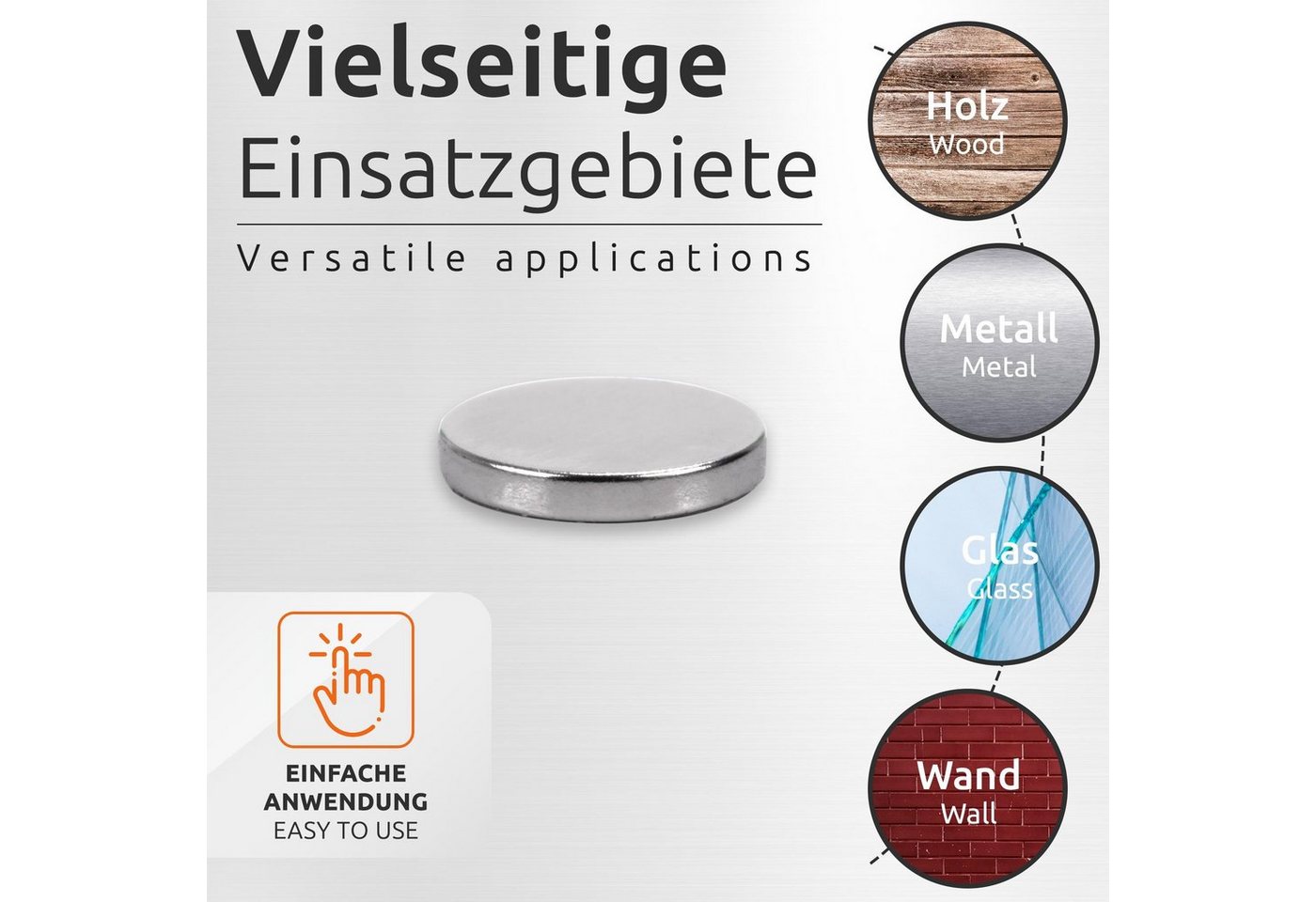 Ecence - Neodym Klebe-magnete 50x Selbstklebend Magnet Scheibe Stark Rund Klein 8x1mm Bild 2