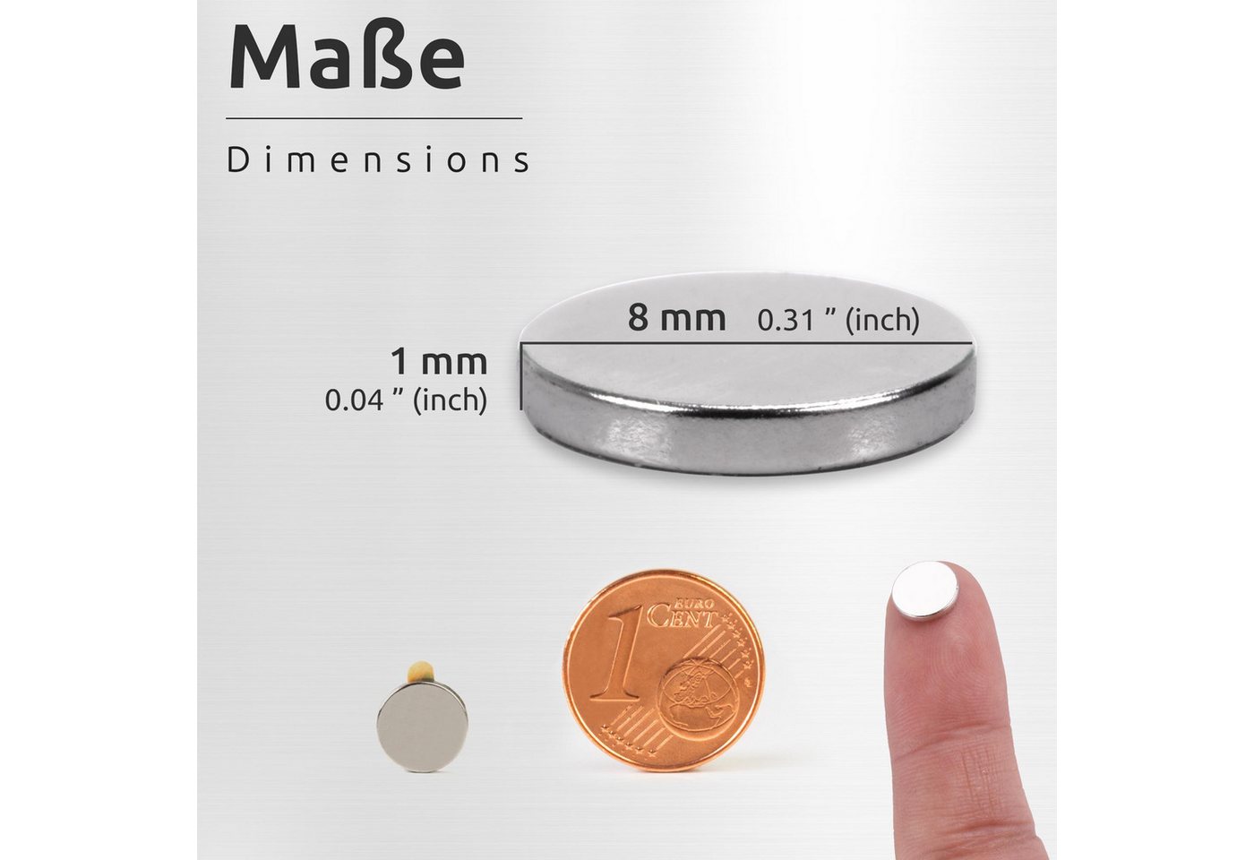 Ecence - Neodym Klebe-magnete 50x Selbstklebend Magnet Scheibe Stark Rund Klein 8x1mm Bild 5