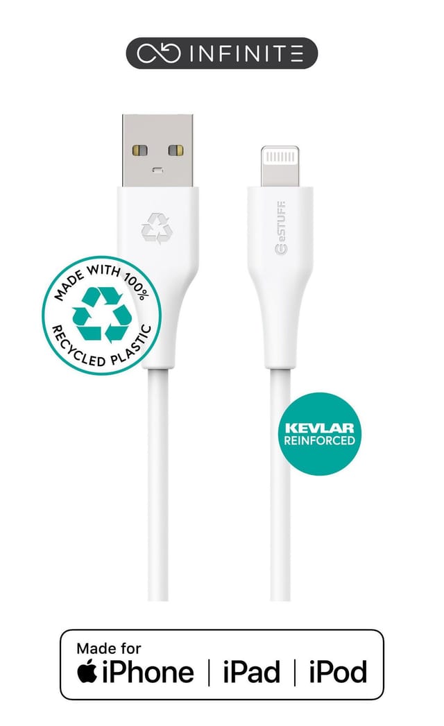 Infinite Usb-a Auf Lightning Mfi Kabel 1m Weiß. Recycelt. Superweich, Pvc-frei, Es601170 - Estuff