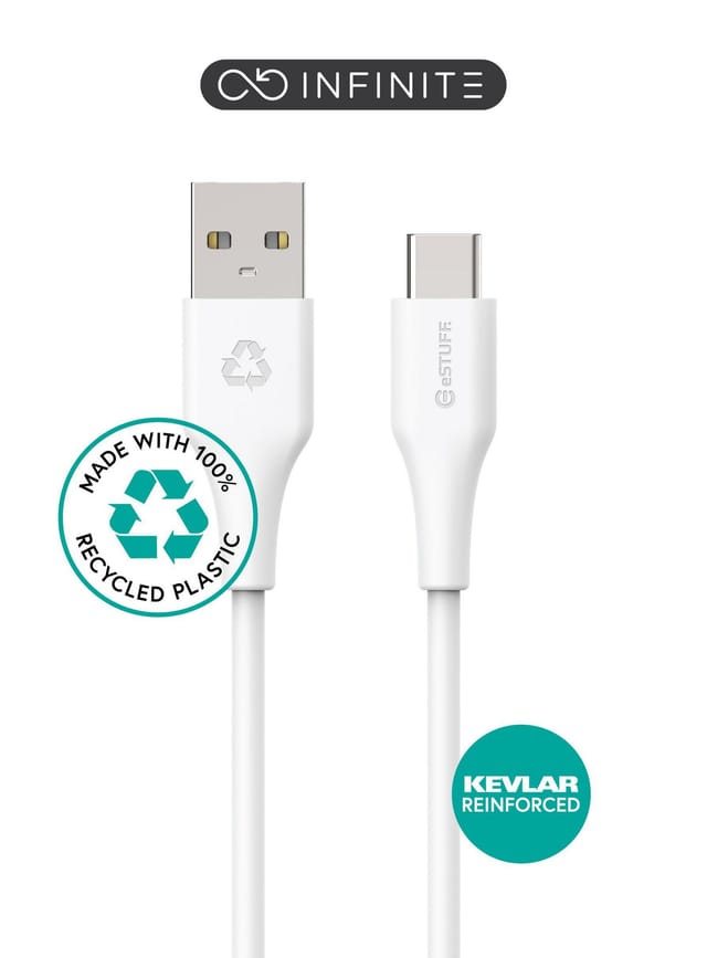 Estuff - Infinite Usb-c Auf Usb-a Kabel 2m Weiß. Recycelt. Extra Weich, Es605270