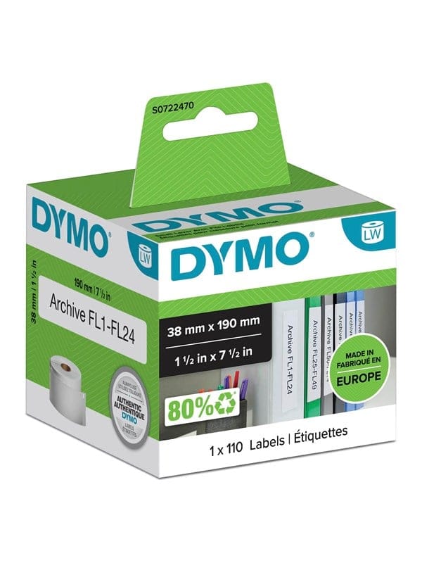 LabelWriter ORIGINAL Ordneretiketten schmal 38x190mm, 1 Rolle mit 110 Etiketten