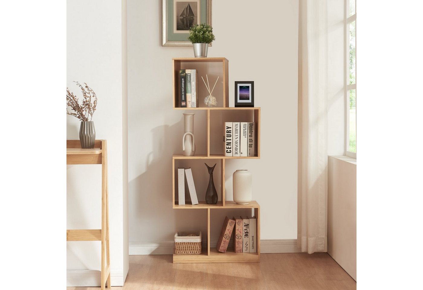 [en.casa] - Bücherregal Gullspång Bambus 130x55x30cm Natur Bild 2