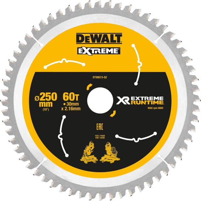 Kreissägeblatt XR EXTREME RUNTIME DT99573, Ø 250mm, 60Z
