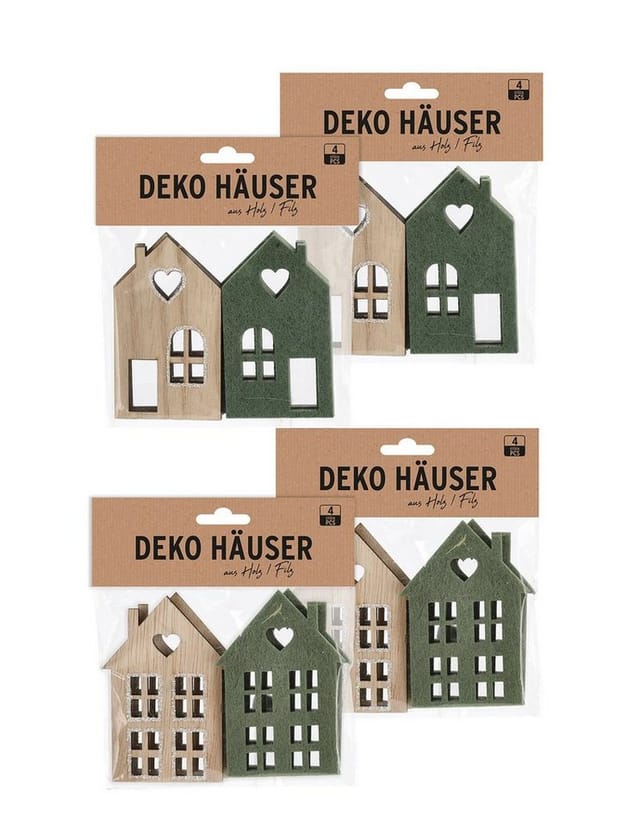 Holz Häuser Zum Dekorieren - 16erset - Diy Kreativset Zum Basteln - Weihnachtsdeko Winterdeko Weihnachtsdorf Deko