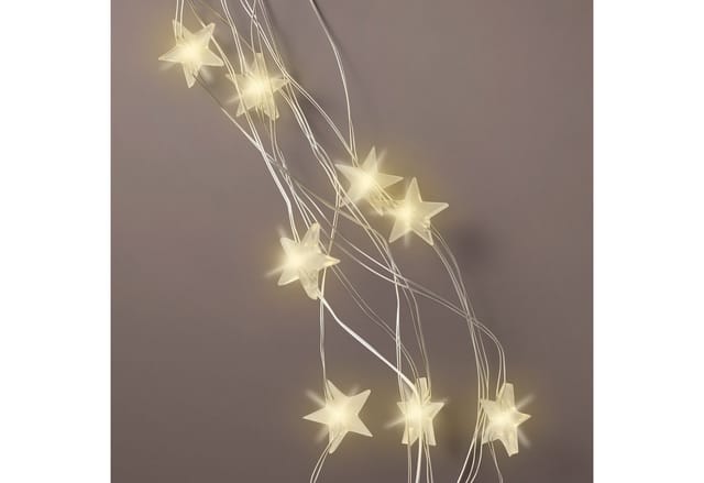 Led Draht Bündel Lichterkette Warm Weiß Mit Sternen - 90 Cm / 64 Led - Weihnachts Deko Beleuchtung Batterie Betrieben Mit Timer - Advent Winter Sternenvorhang Lichterdeko Für Innen