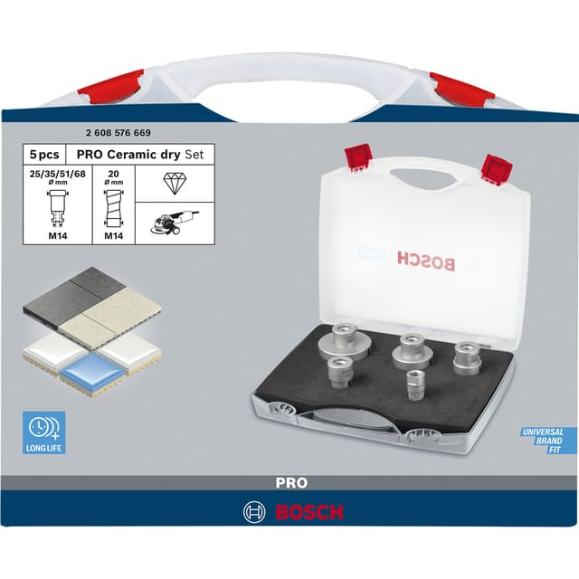 PRO Ceramic dry X-LOCK Bohrkronen-Set, Ø 20 - 68mm, Bohrer-Satz