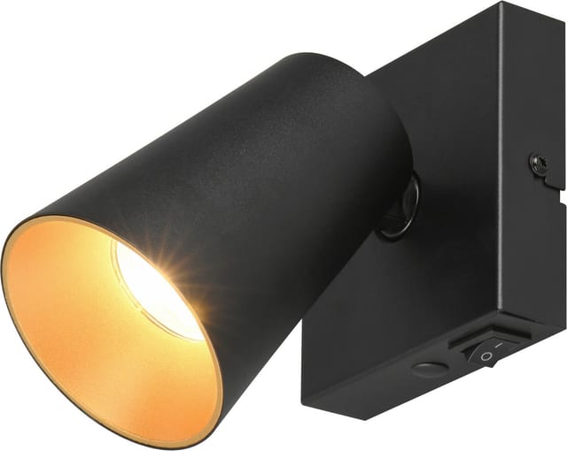 Wandstrahler Sharp Schwarz Gold Mit Schalter, Breite 10cm