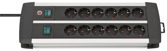 Premium-Alu-Line Steckdosenleiste 12-fach Duo