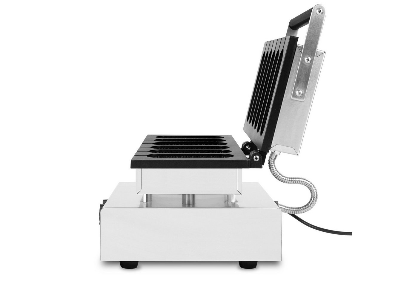 Waffeleisen Am Stiel, 6 Waffeln Gleichzeitig, 120 Stück Pro Stunde, Regelbar 0°-300°c, Teflonbeschichtet, Waffel Gusseisen Mit Edelstahlgehäuse, Waffle Maker 1550 Watt, Timerfunktion, Kaltgriff - Vertes Bild 4