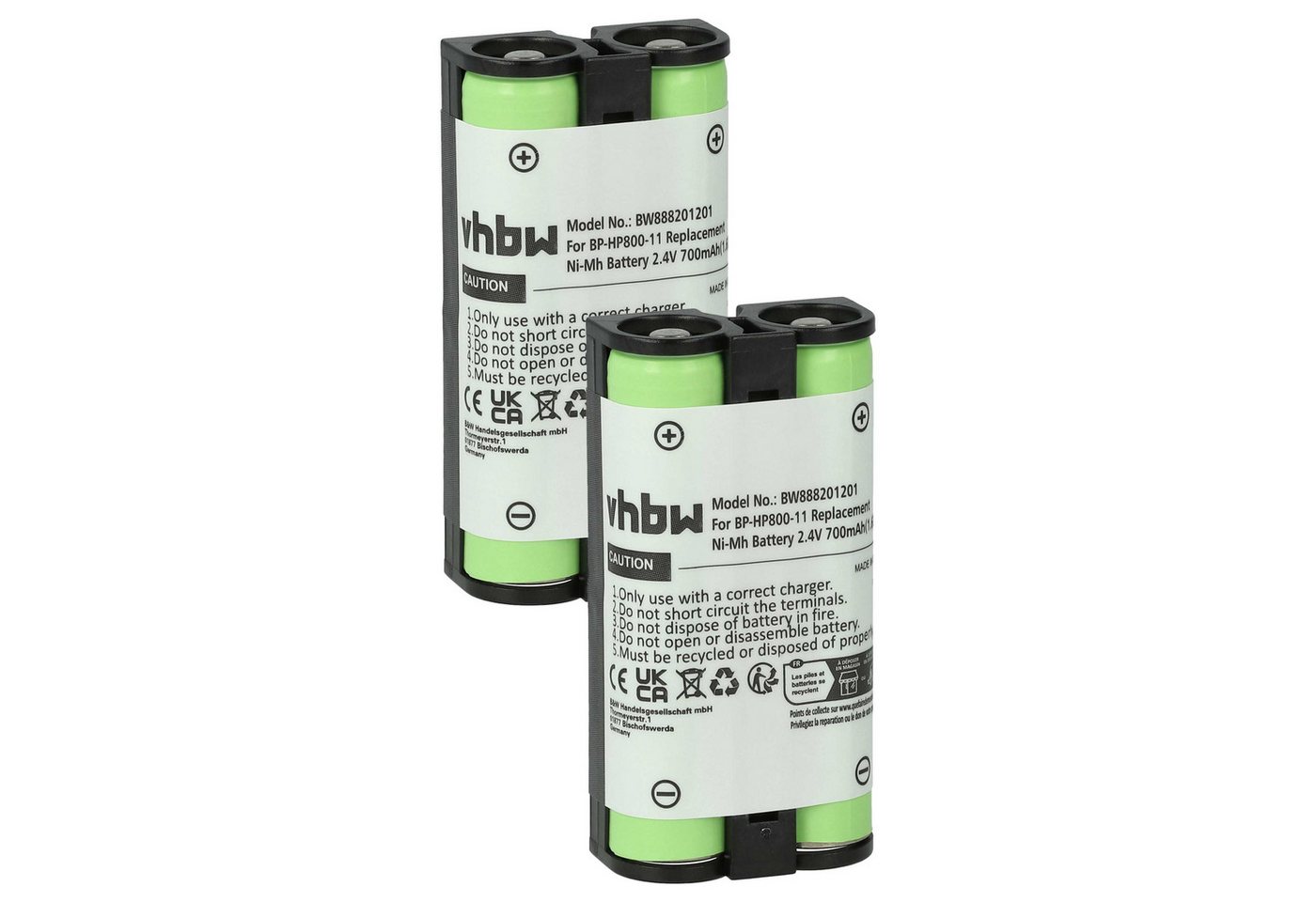 Vhbw - 2x Akku Kompatibel Mit Sony Mdr-rf955rk, Mdr-rf955, Mdr-rf995, Mdr-rf4000, Mdr-rf895 Wireless Headset Kopfhörer (700 Mah, 2,4 V, Nimh) Bild 2