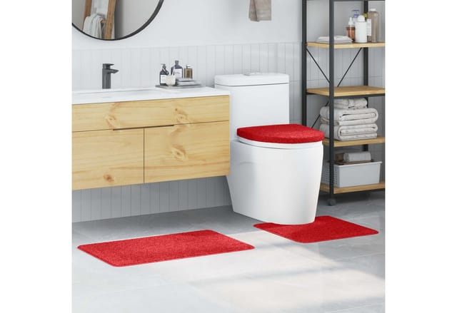 Badematte 3 Pcs Rot 50 X 50 Cm Polypropylen Vidaxl