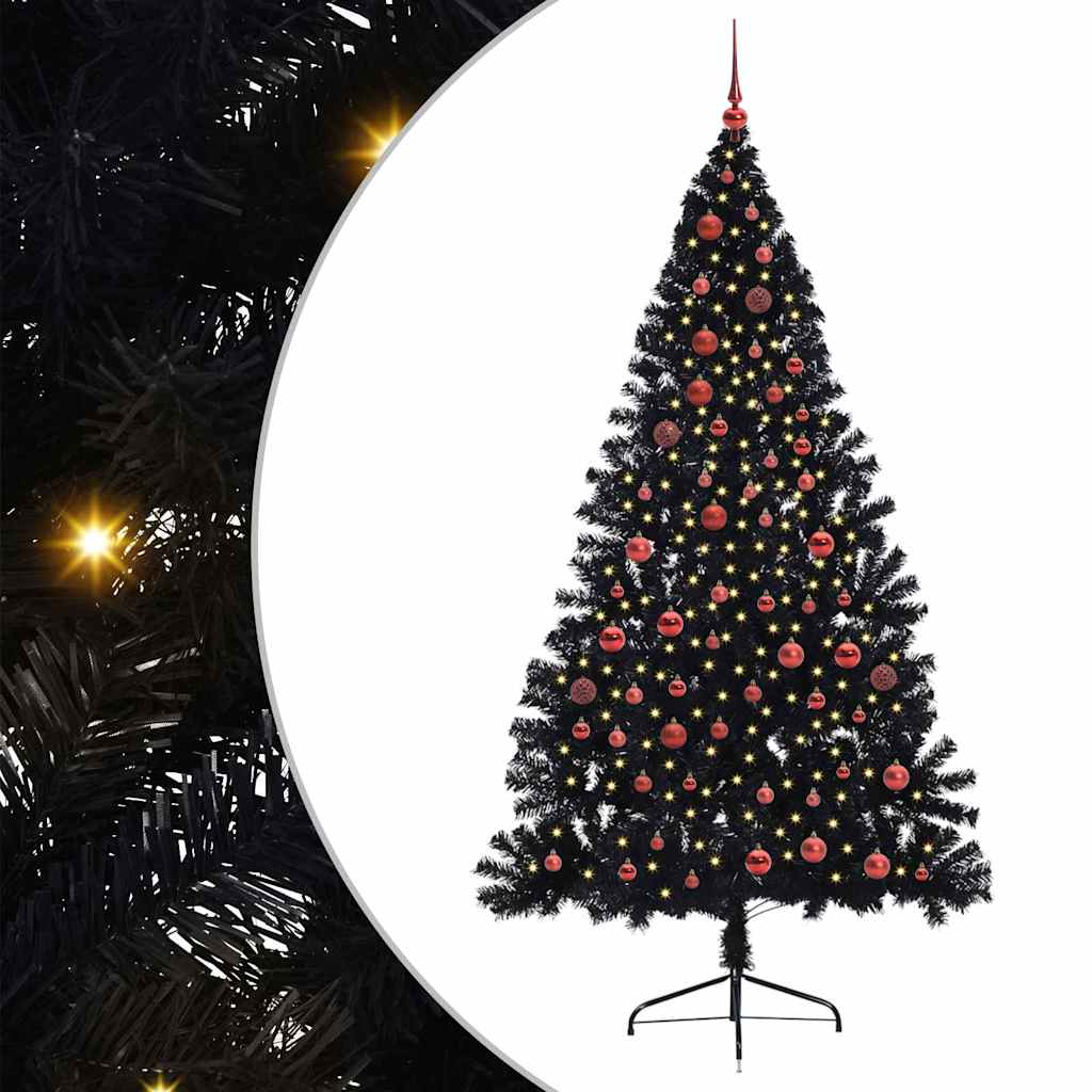 Künstlicher Vorbeleuchteter Weihnachtsbaum Schwarz 210 Cm Pvc Vidaxl