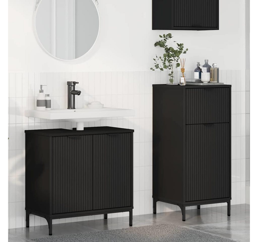 Vidaxl Bathroom Furniture Set 2 Pcs Black Engineered Wood And Metal Bild 4