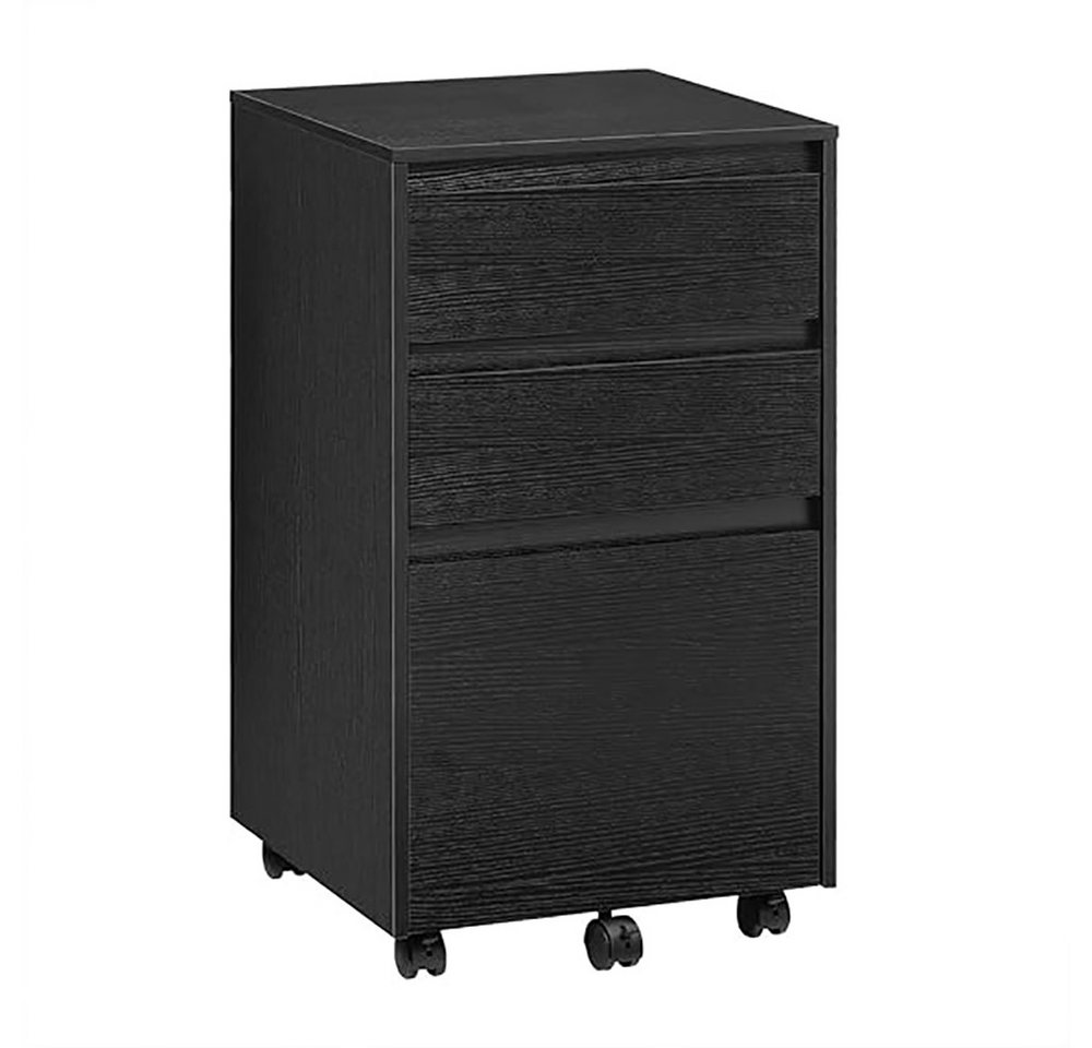 Rollcontainer Mit 3 Schubladen, Mobiler Aktenschrank, Büroschrank Mit Rollen, Aufbewahrungsschrank Für Büro Homeoffice, 40x70x40 Cm, Schwarz - Woltu Bild 2