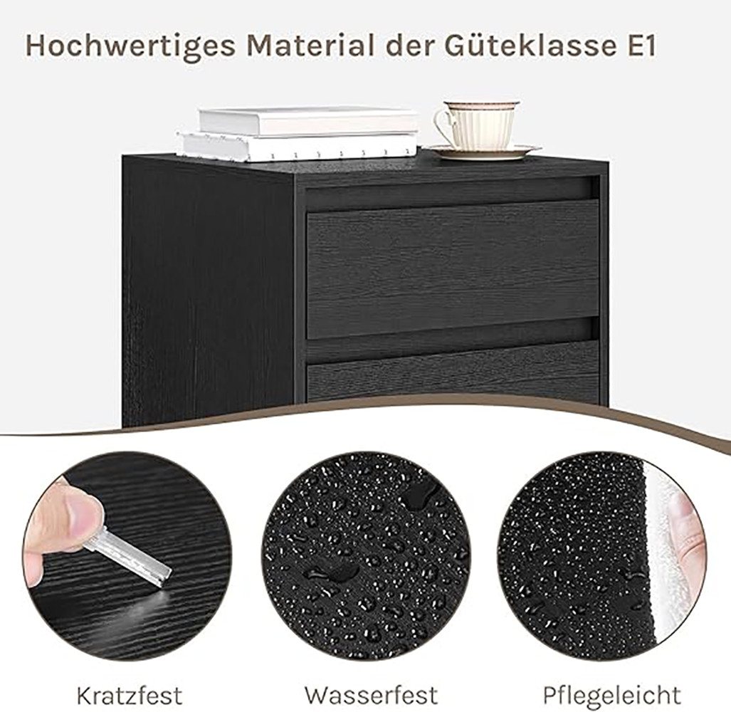 Rollcontainer Mit 3 Schubladen, Mobiler Aktenschrank, Büroschrank Mit Rollen, Aufbewahrungsschrank Für Büro Homeoffice, 40x70x40 Cm, Schwarz - Woltu Bild 4