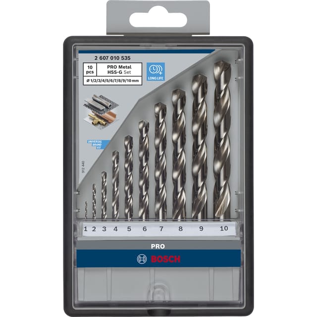 PRO Metal HSS-G Spiralbohrer-Satz, 135°, 10-teilig
