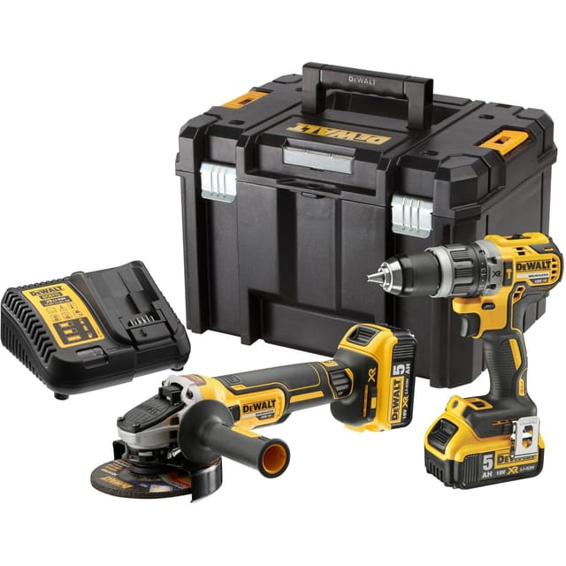Akku-Schlagbohrschrauber + Winkelschleifer Set DCK2080P2T, 18Volt, Werkzeug-Set