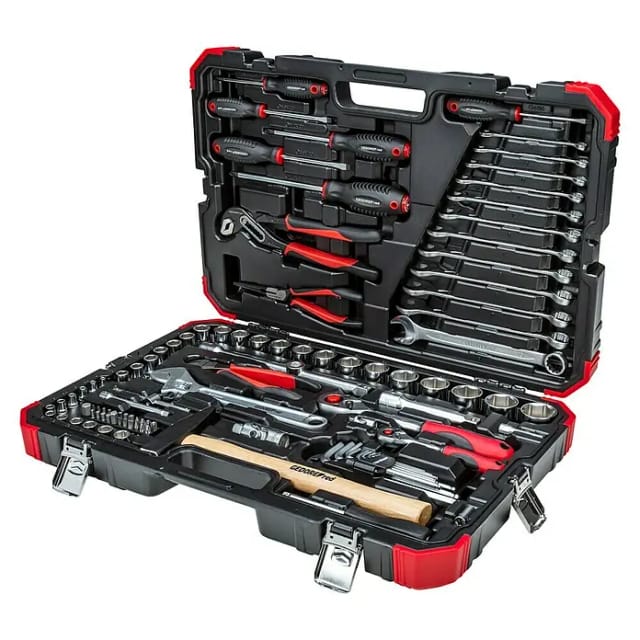 red Werkzeug- und Steckschlüssel-Satz 1/4" + 1/2", 100-teilig, Werkzeug-Set