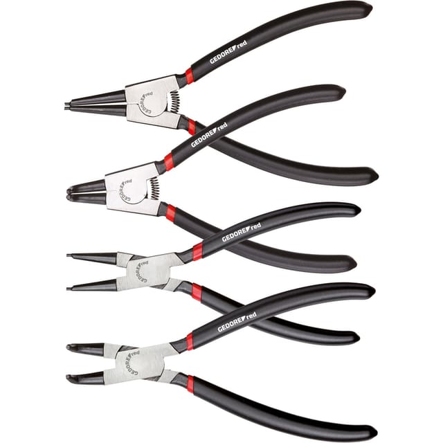Red Sicherungsring-Zangen-Satz gerade und gewinkelt, 4-teilig, Zangen-Set