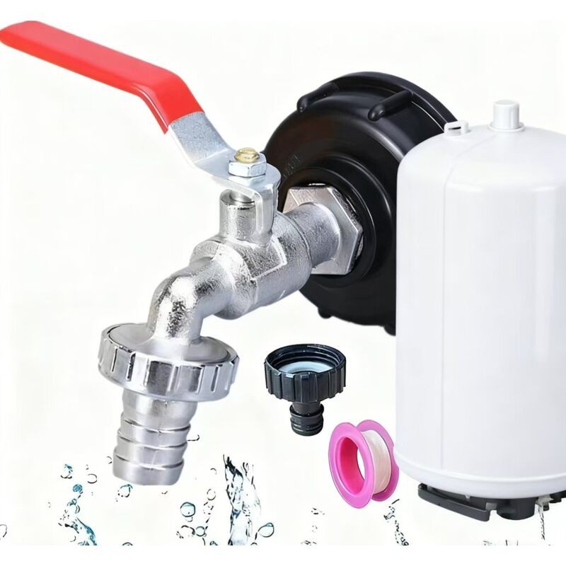 Robinet Cuve 1000l, 3/4" Adaptateur De Réservoir En Alliage D'Aluminium,raccord Cuve 1000 Litres,robinet De Jardin Avec Adaptateur En Laiton,s60x6