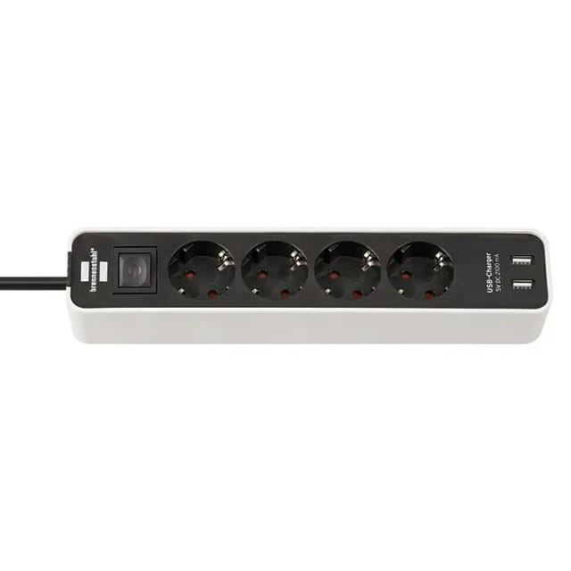 Ecolor Steckdosenleiste 4-fach, 2x USB-A