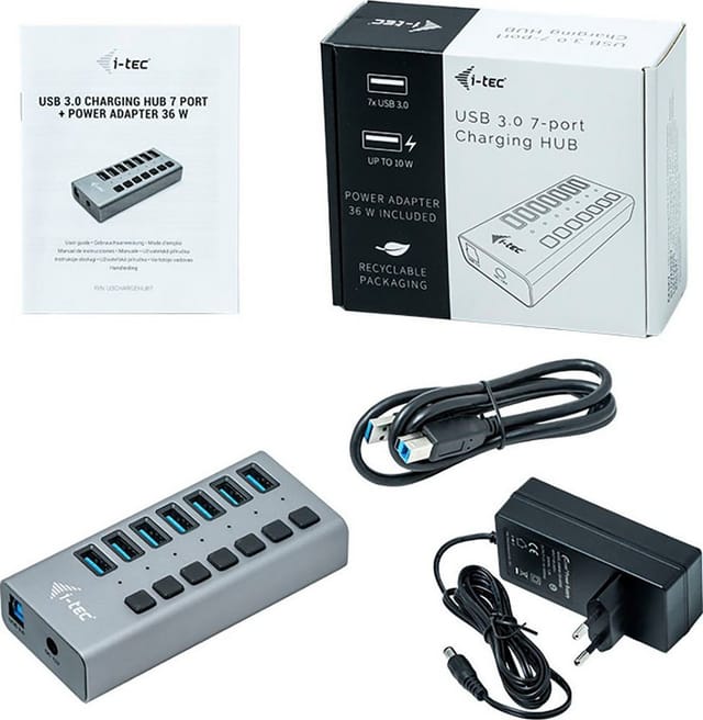 USB 3.0 Charging HUB 7port + Power Adapter 36 W, USB-Hub