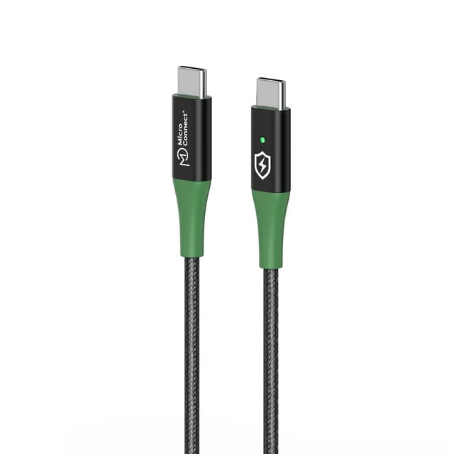 Microconnect Smart Charge Kabel Usb-c Auf Usb-c 1m Schwarz-grün, Mc-smart Usb-cc-01