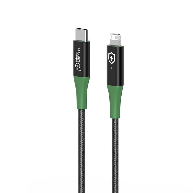 Microconnect Smart Charge Mfi Usb-c Auf Lightning Kabel 1m Schwarz-grün, Mc-smart Usb Cl-1