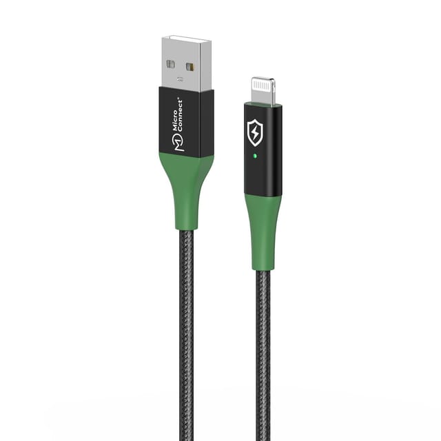 Microconnect Smart Charge Mfi Usb-a Auf Lightning Kabel 1m Schwarz-grün, Mc-smart Usb Al