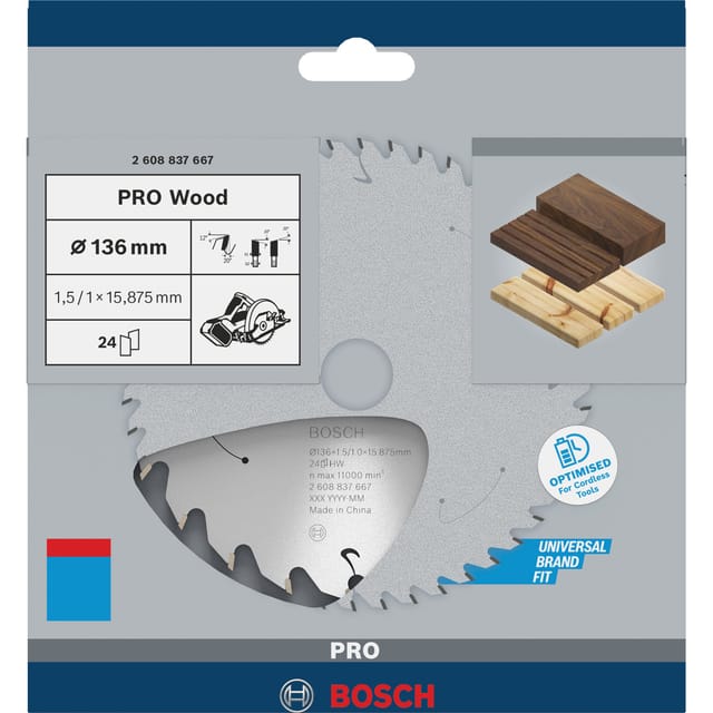 PRO Wood cordless Kreissägeblatt, Ø 136mm, 24Z
