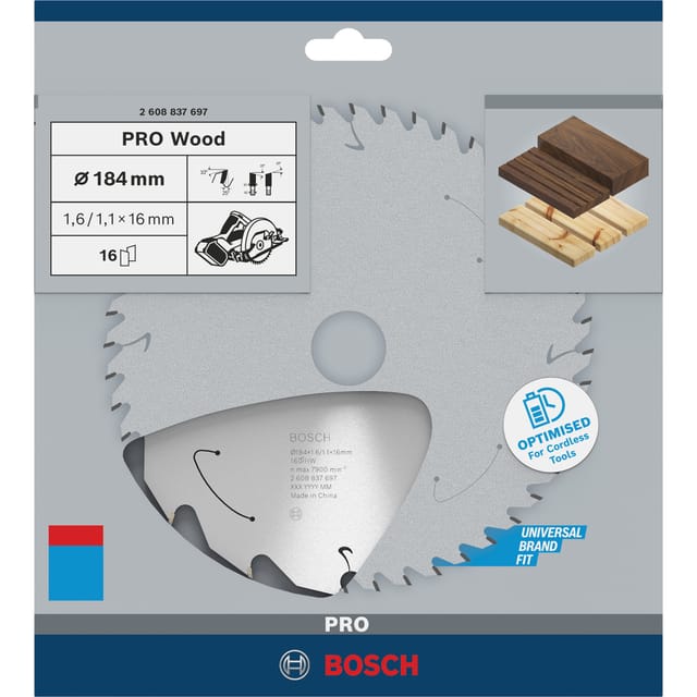 PRO Wood cordless Kreissägeblatt, Ø 184mm, 16Z