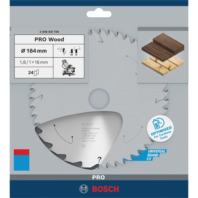 PRO Wood cordless Kreissägeblatt, Ø 184mm, 24Z